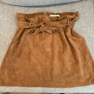 Abercrombie & Fitch Suede cognac/light brown color skirt with tie waist.